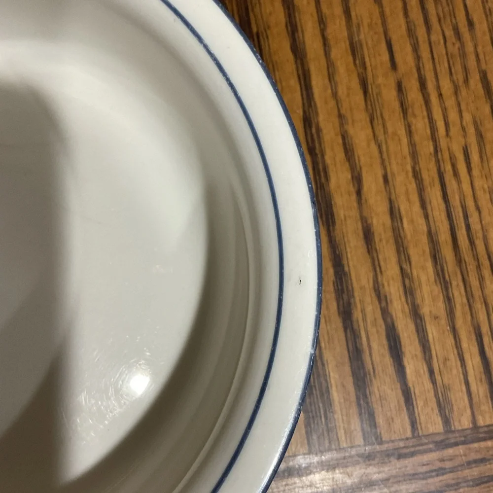 Pretty Lenox Chinastone Country Blue White Bowl with Blue Scroll Motif made USA